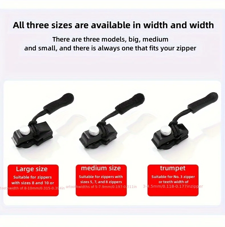 Zipper Repair Kit Universal - 3/6 Pcs Set, Instant Zip Fix, No Sewing Required, for Jackets, Luggage, Bags - Durable Replacement