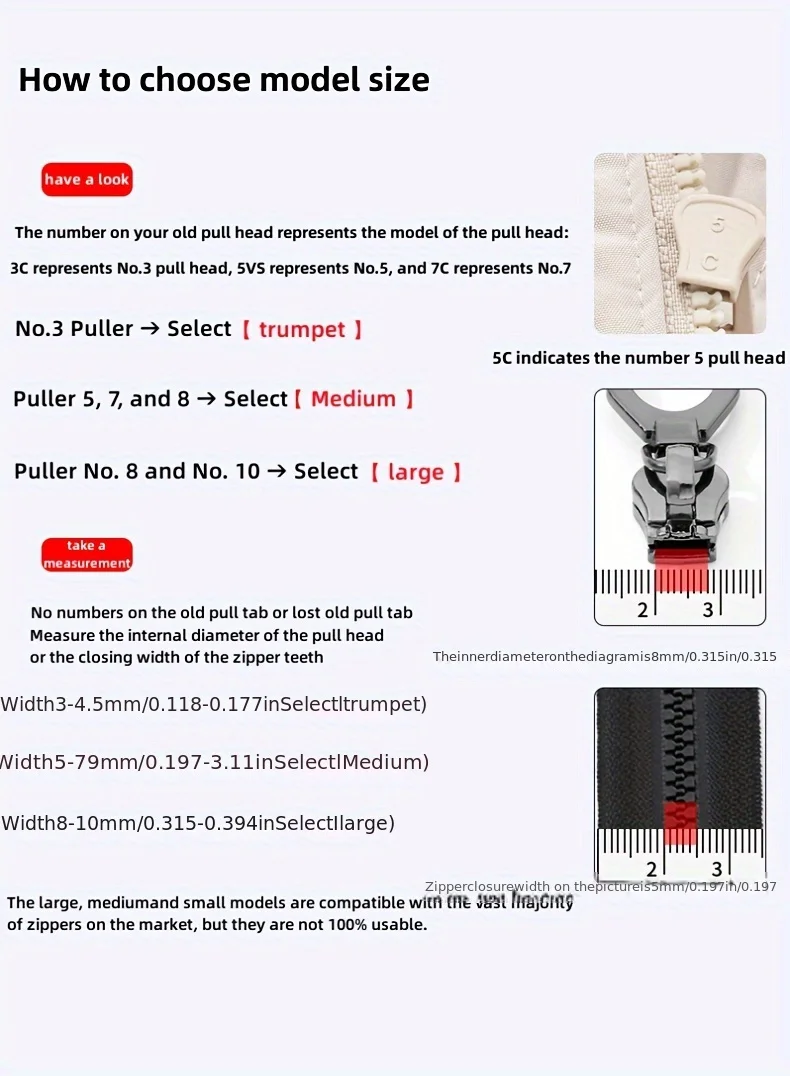 Zipper Repair Kit Universal - 3/6 Pcs Set, Instant Zip Fix, No Sewing Required, for Jackets, Luggage, Bags - Durable Replacement