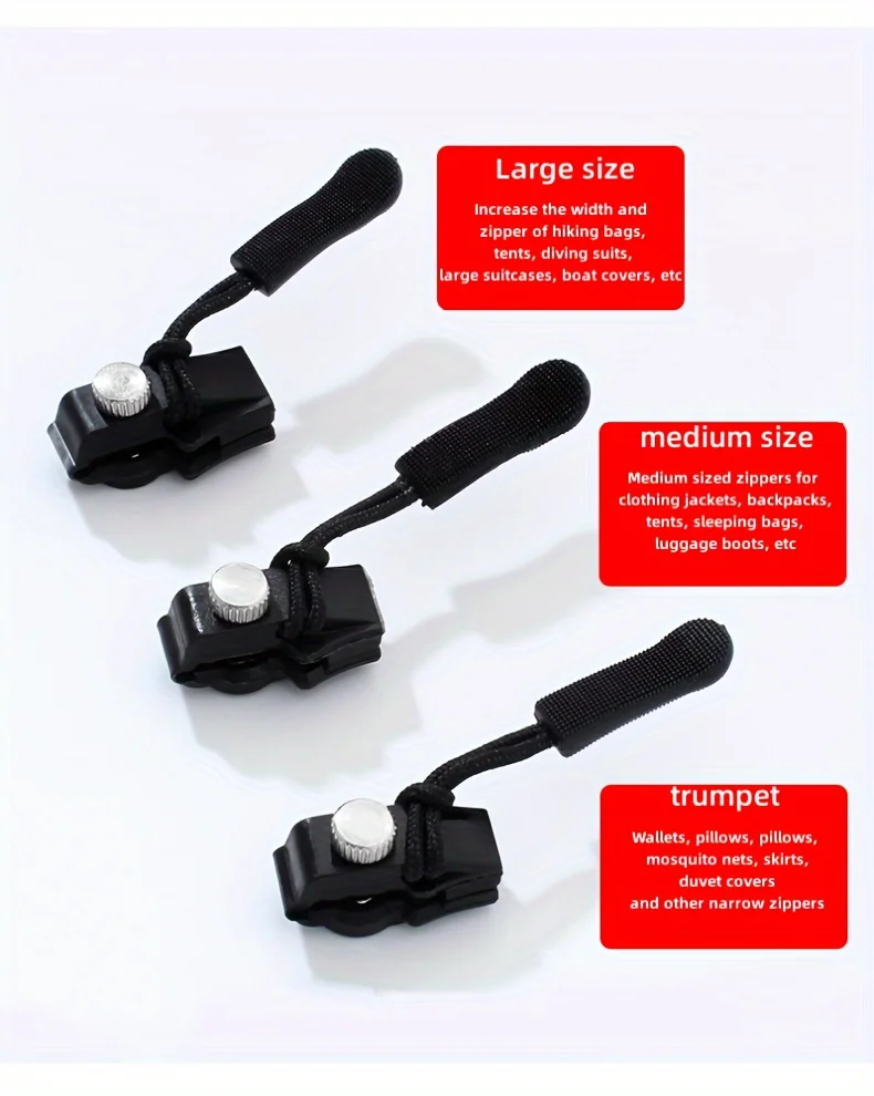Zipper Repair Kit Universal - 3/6 Pcs Set, Instant Zip Fix, No Sewing Required, for Jackets, Luggage, Bags - Durable Replacement