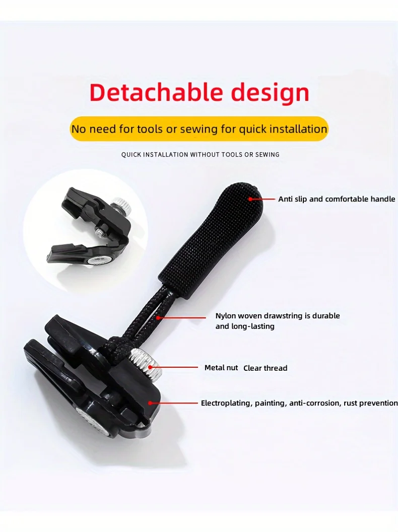 Zipper Repair Kit Universal - 3/6 Pcs Set, Instant Zip Fix, No Sewing Required, for Jackets, Luggage, Bags - Durable Replacement