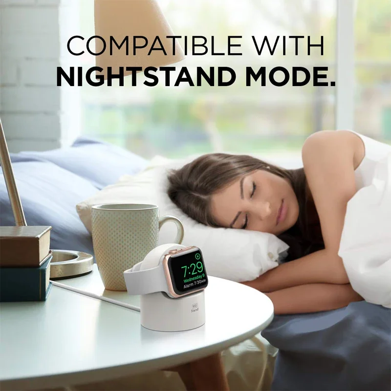 Charger Stand For Apple Watch Series Ultra/8/SE2/7/6/SE/4/3 49mm/45mm/44mm/42mm/41mm/40mm/38mm Durable Silicone Nightstand Mode