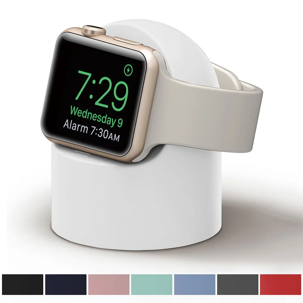 Charger Stand For Apple Watch Series Ultra/8/SE2/7/6/SE/4/3 49mm/45mm/44mm/42mm/41mm/40mm/38mm Durable Silicone Nightstand Mode