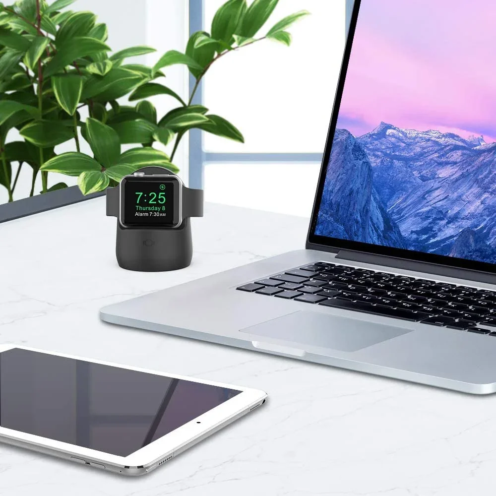 Charger Stand For Apple Watch Series Ultra/8/SE2/7/6/SE/4/3 49mm/45mm/44mm/42mm/41mm/40mm/38mm Durable Silicone Nightstand Mode