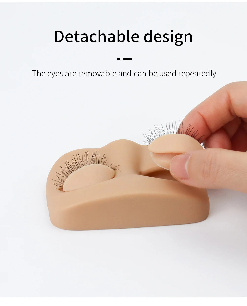 GLAMLASH Mini Lash Flat Model Head Practice Eyelash Extension Training Head With Removable Replacement Eyelids