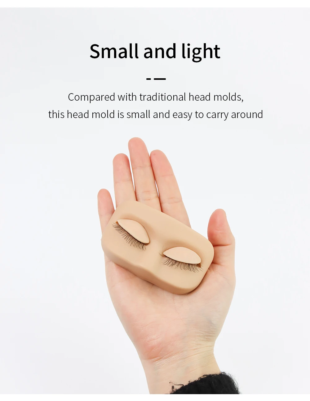 GLAMLASH Mini Lash Flat Model Head Practice Eyelash Extension Training Head With Removable Replacement Eyelids