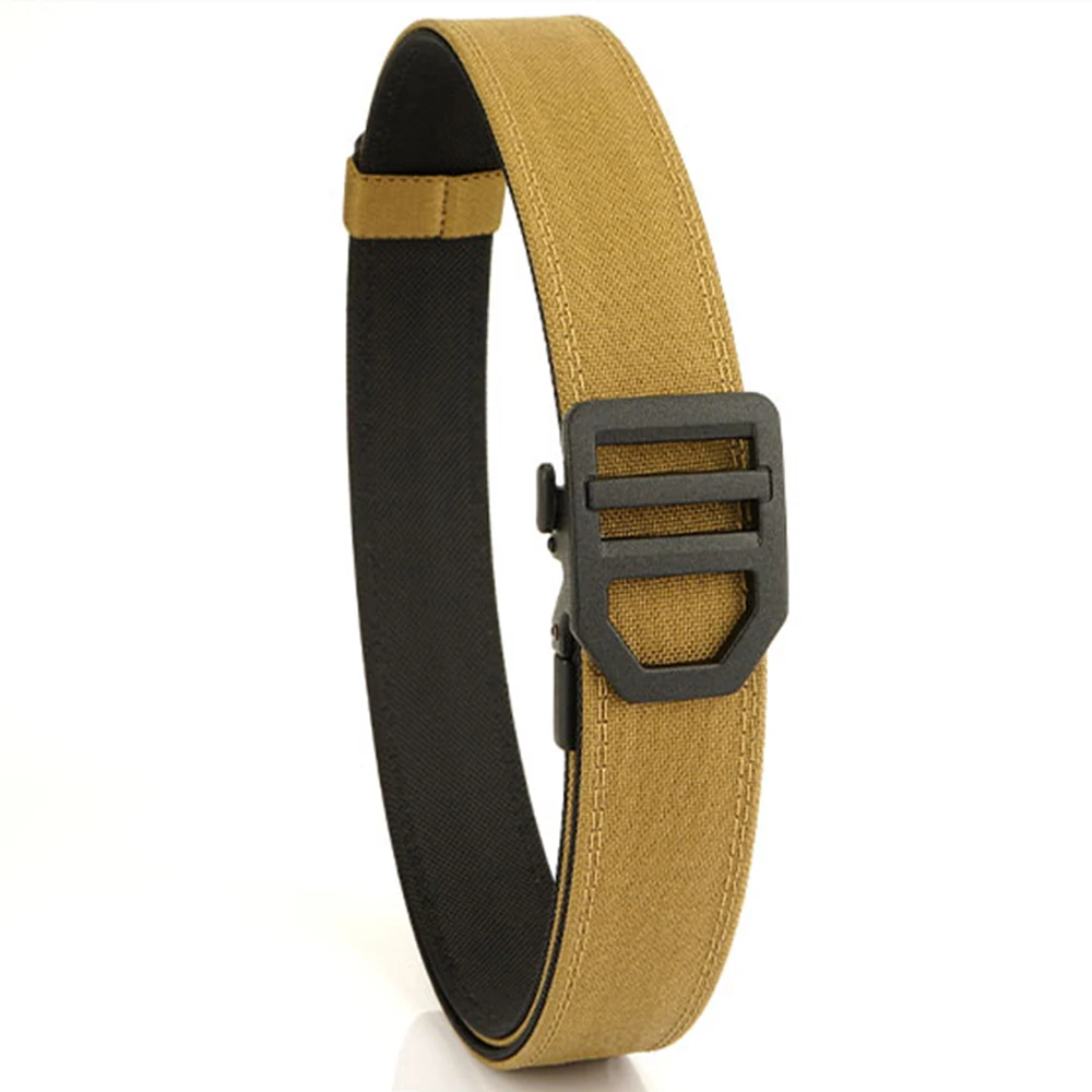 TUSHI EDC Hard Tactical Belt for Men Metal Automatic Buckle IPSC Gun Belt 1100D Nylon Military Belt Outdoor Sports Girdle Male