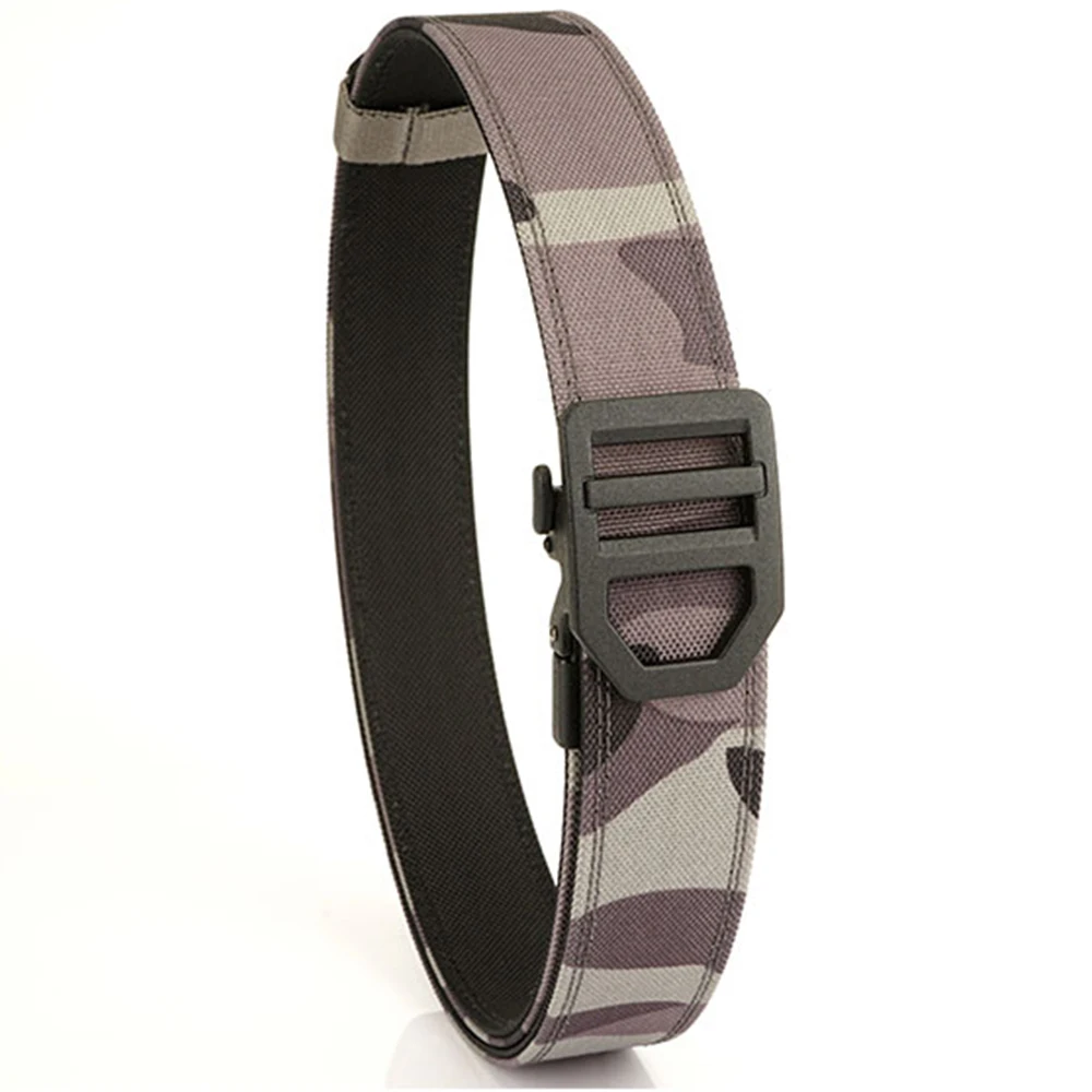 TUSHI EDC Hard Tactical Belt for Men Metal Automatic Buckle IPSC Gun Belt 1100D Nylon Military Belt Outdoor Sports Girdle Male