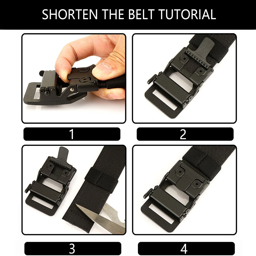 TUSHI EDC Hard Tactical Belt for Men Metal Automatic Buckle IPSC Gun Belt 1100D Nylon Military Belt Outdoor Sports Girdle Male