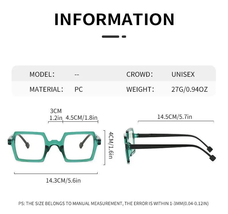 2024 New Sqaure Frame Reading Glasses Personalized Multicolor Elderly Eyewear High-definition Anti Blue Light Presbyopia Eyewear