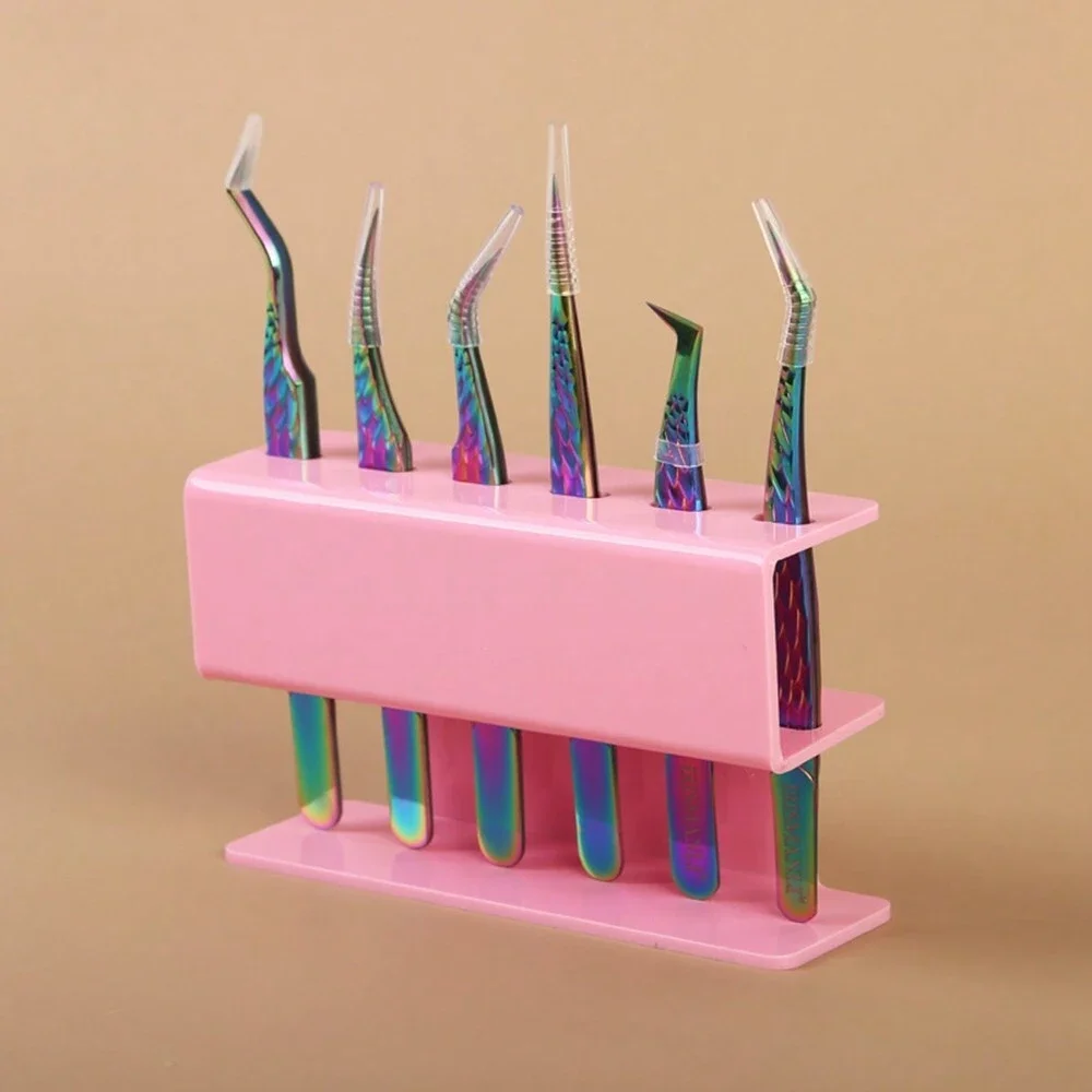 6-Hole Acrylic Tweezer Storage Rack Professional Eyelash Extension Display Stand Space Saving Tweezers Organizer Makeup Tools
