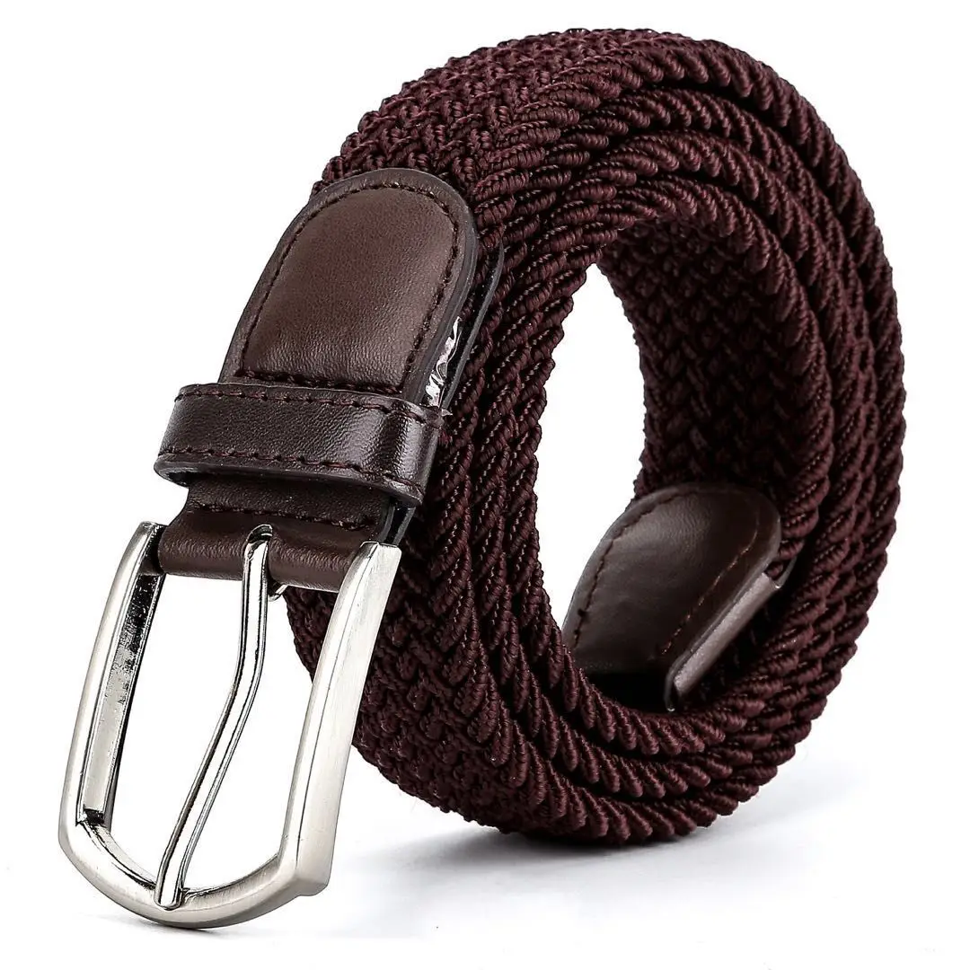 3.3cmX110cmX130cm 2024 High Quality New Men Elastic Braided Belt Casual Women Canvas Korean All Match Pin Buckle White Black