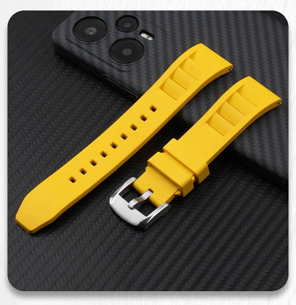 FKM Fluorine Rubber Watchband 20mm 21mm 22mm 24mm for Breitling Omega Seiko Casio Mido Watches Band Sport Watch Strap Dustproof