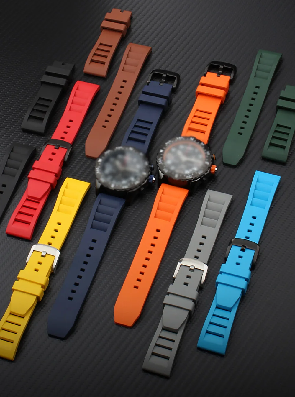 FKM Fluorine Rubber Watchband 20mm 21mm 22mm 24mm for Breitling Omega Seiko Casio Mido Watches Band Sport Watch Strap Dustproof