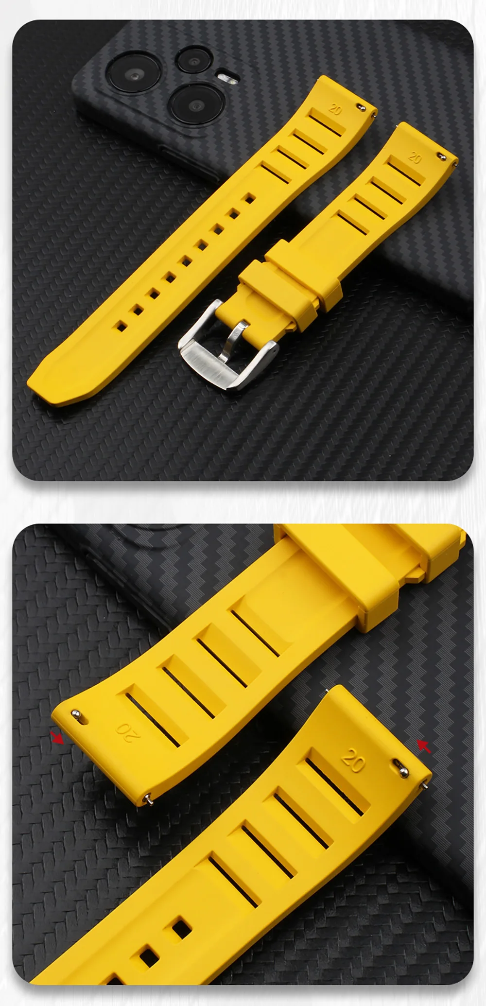 FKM Fluorine Rubber Watchband 20mm 21mm 22mm 24mm for Breitling Omega Seiko Casio Mido Watches Band Sport Watch Strap Dustproof