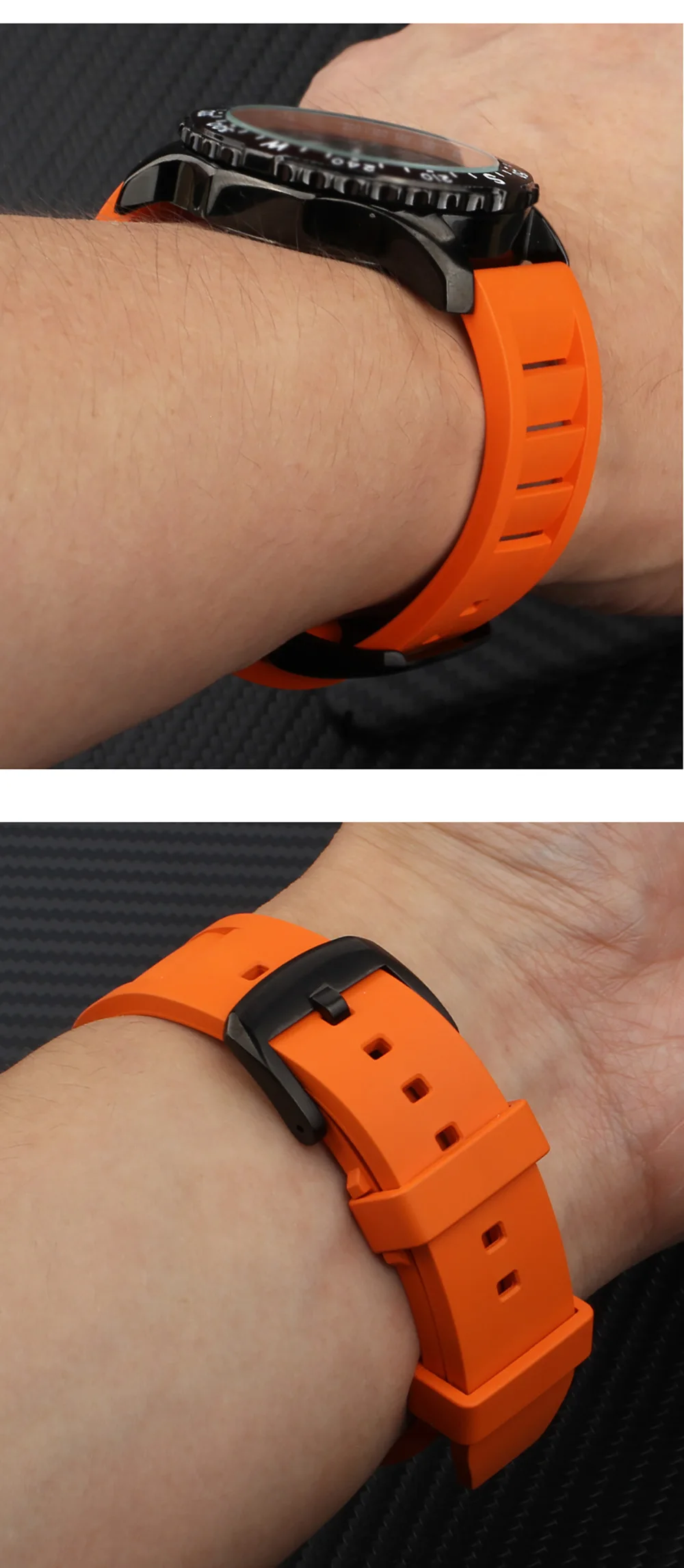 FKM Fluorine Rubber Watchband 20mm 21mm 22mm 24mm for Breitling Omega Seiko Casio Mido Watches Band Sport Watch Strap Dustproof