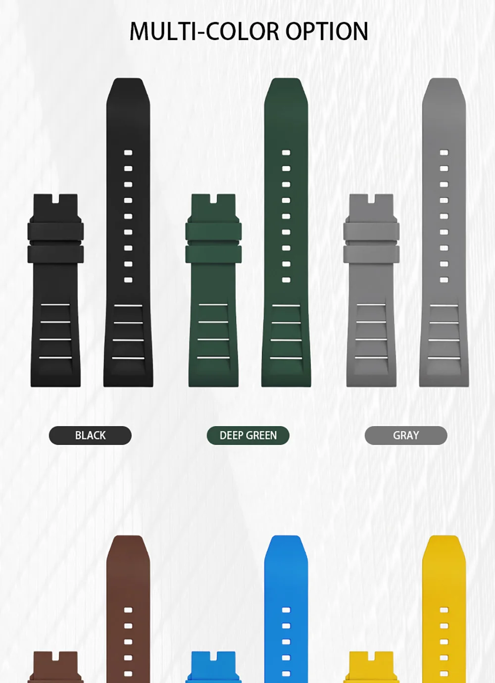 FKM Fluorine Rubber Watchband 20mm 21mm 22mm 24mm for Breitling Omega Seiko Casio Mido Watches Band Sport Watch Strap Dustproof