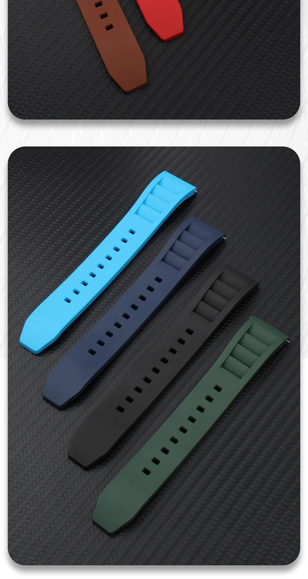 FKM Fluorine Rubber Watchband 20mm 21mm 22mm 24mm for Breitling Omega Seiko Casio Mido Watches Band Sport Watch Strap Dustproof