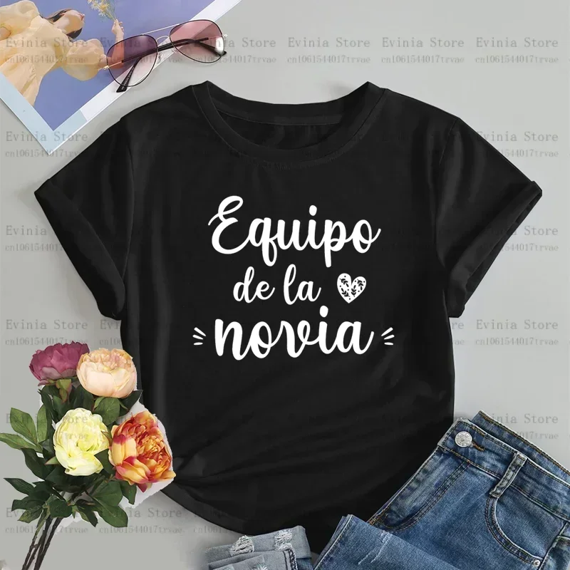 De La Novia Latina T Shirt Women Spanish Boda Espanol Wedding T-shirt Team Bride EVJF Bachelorette Party Clothes Hen Party T Shi