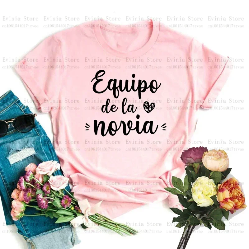 De La Novia Latina T Shirt Women Spanish Boda Espanol Wedding T-shirt Team Bride EVJF Bachelorette Party Clothes Hen Party T Shi
