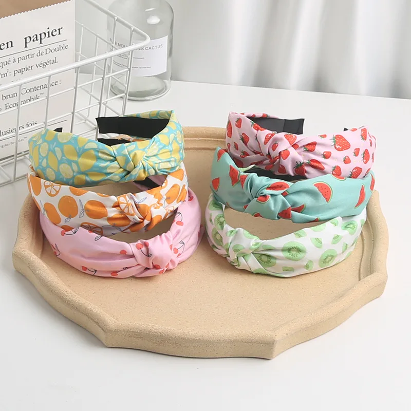 New Children's Fruit Pattern Headband Fabric Knot Headband Cute Sweet Headband Hair Accessories for Girls