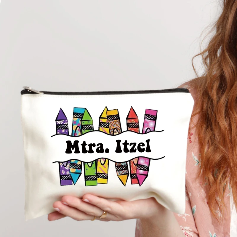 Teacher Name Custom Makeup Bag Best Graduation Gift for Teachers Pencil Case Back To School Gift for Teacher Women Purse