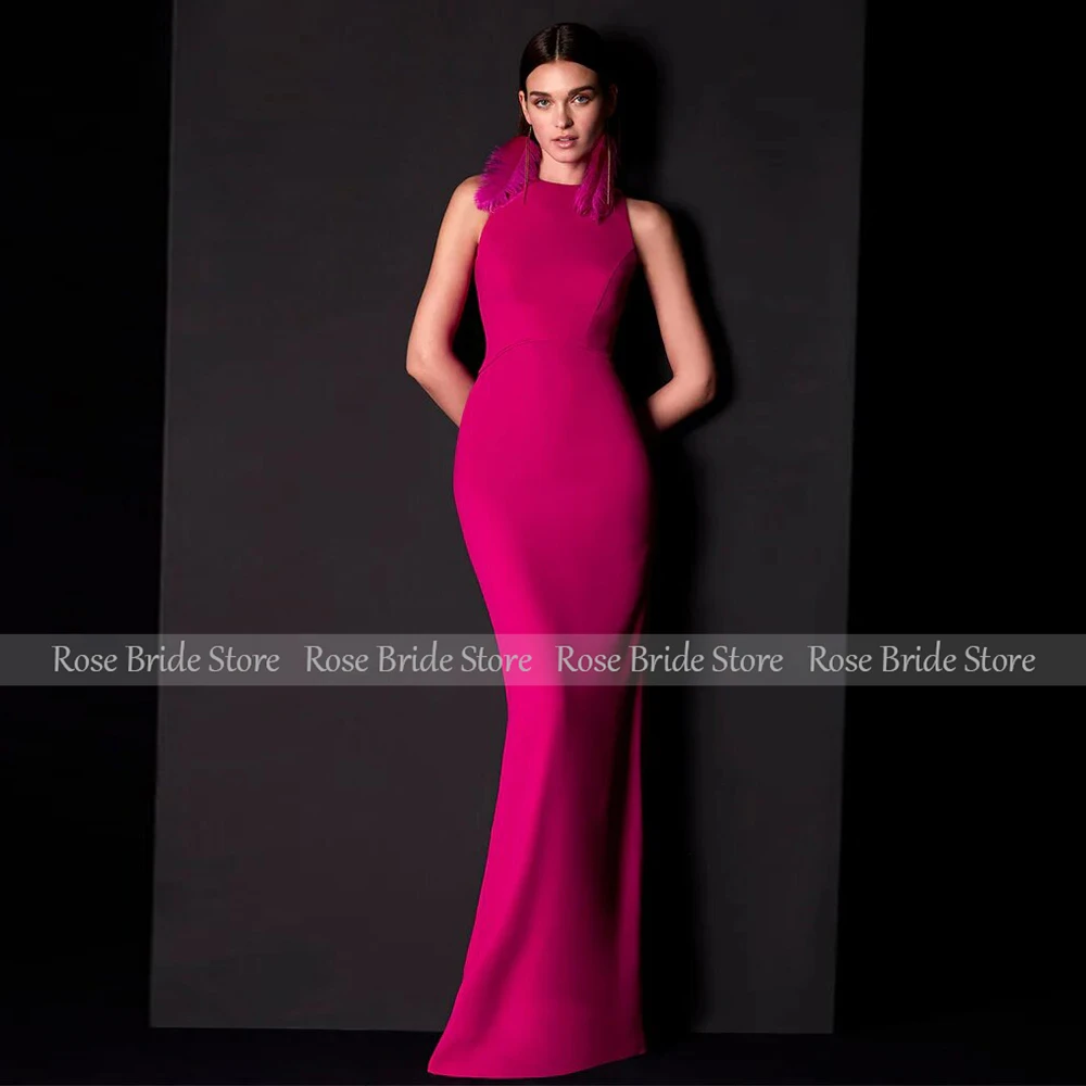 Customized Luxury Wedding Party Dresses Fuchsia Women‘s Formal Evening Gowns Mermaid O Neck Trumpet Elegant Prom Dress with Cape
