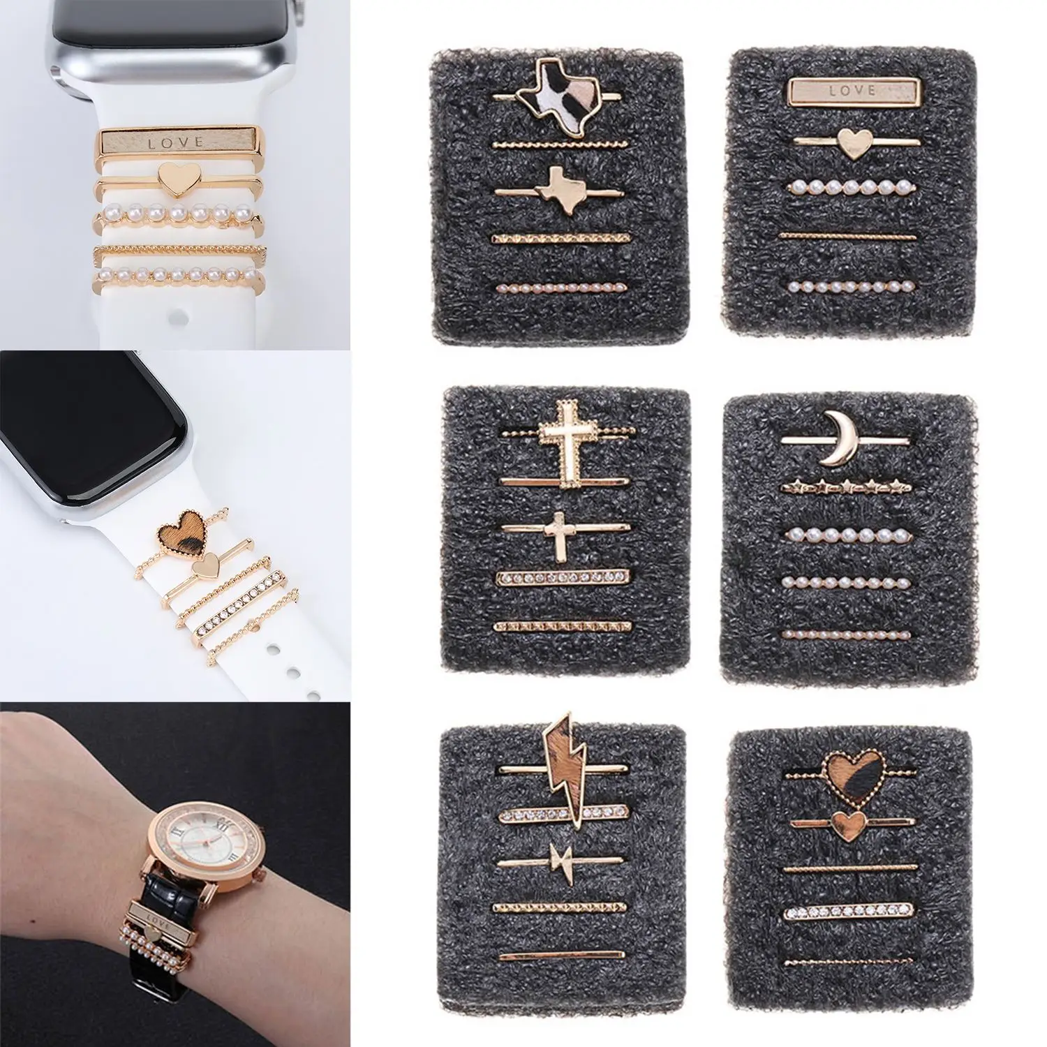 Decoration for Apple Watch Band Ultra2 10 9 8 Diamond Jewelry Bracelet Accessories for Samsung/Huawei Watch 20/22mm Strap Charms