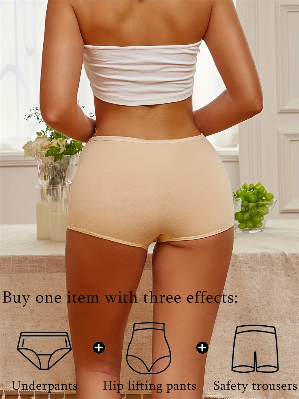 Women Seamless Mide Rise Panties Cotton Underwear Women's Boxer Pants Fashion Seamless Safty Pants Female Breathable Lingerie