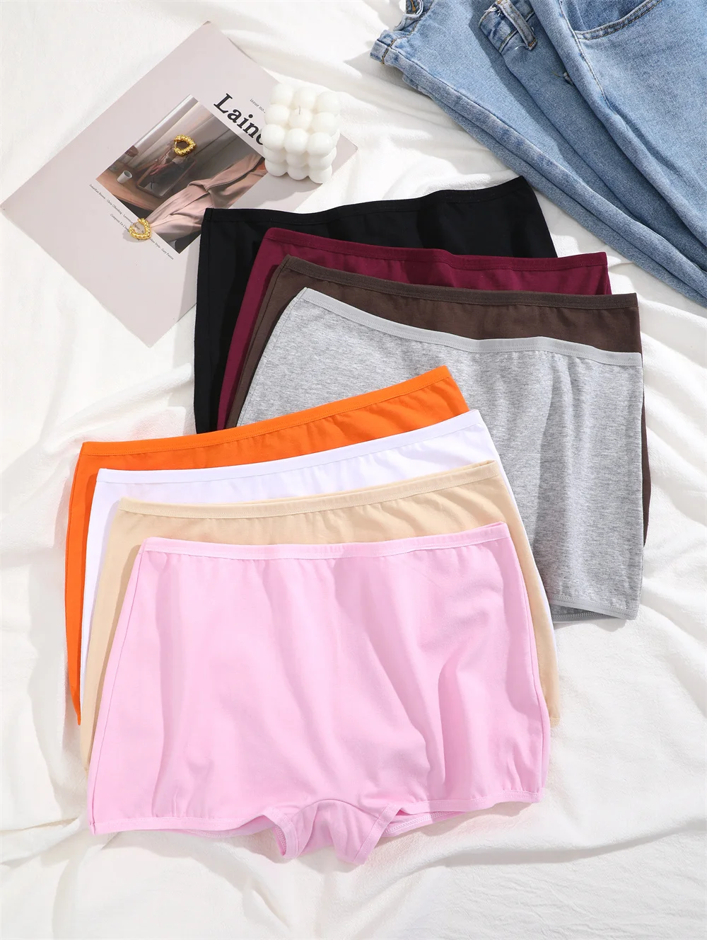 Women Seamless Mide Rise Panties Cotton Underwear Women's Boxer Pants Fashion Seamless Safty Pants Female Breathable Lingerie