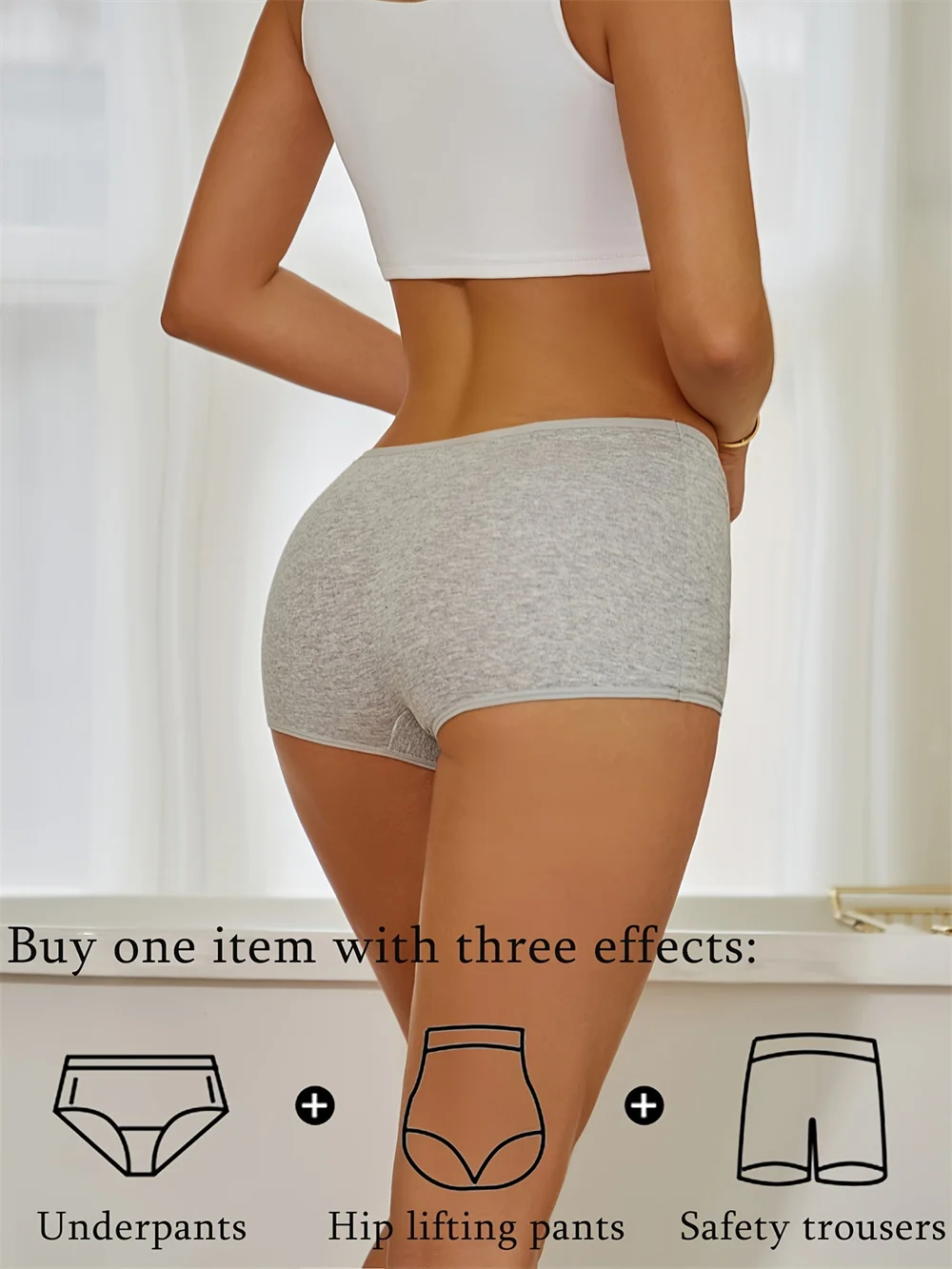 Women Seamless Mide Rise Panties Cotton Underwear Women's Boxer Pants Fashion Seamless Safty Pants Female Breathable Lingerie