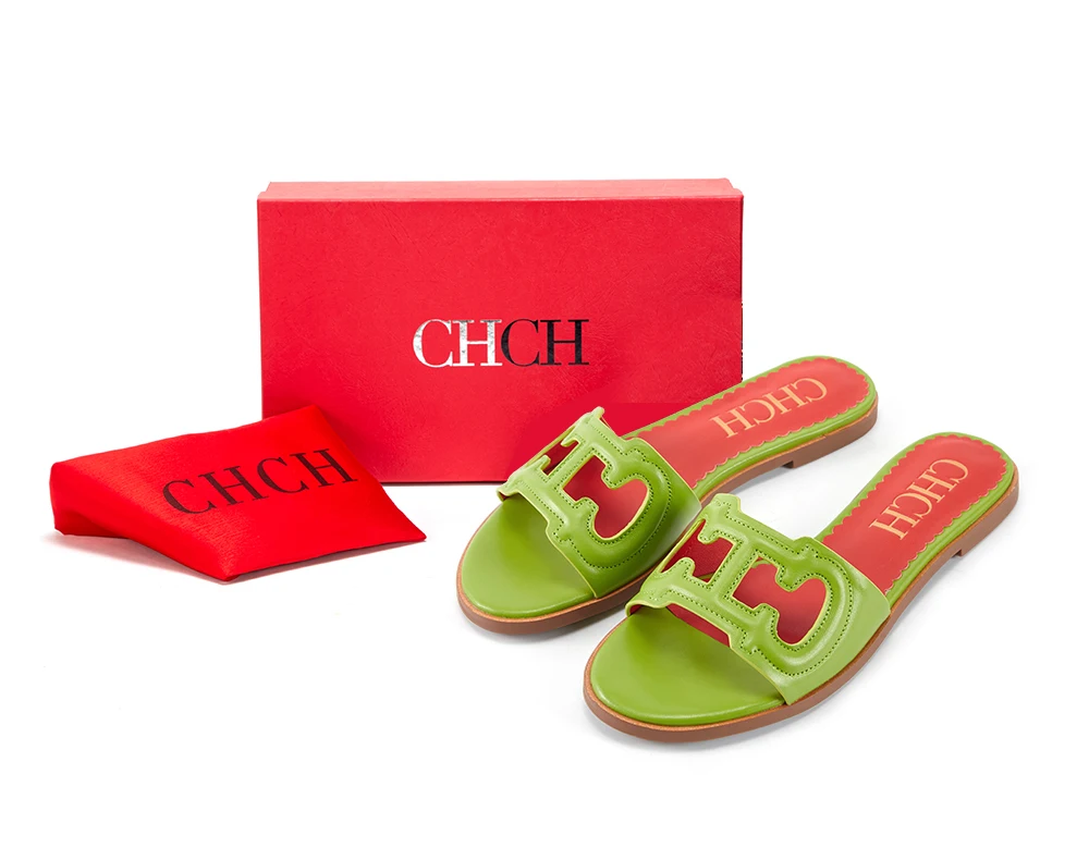 CHCH Women's Slippers 2024 Simple Black Flat Flat Women's Shoes Home Indoor Slippers