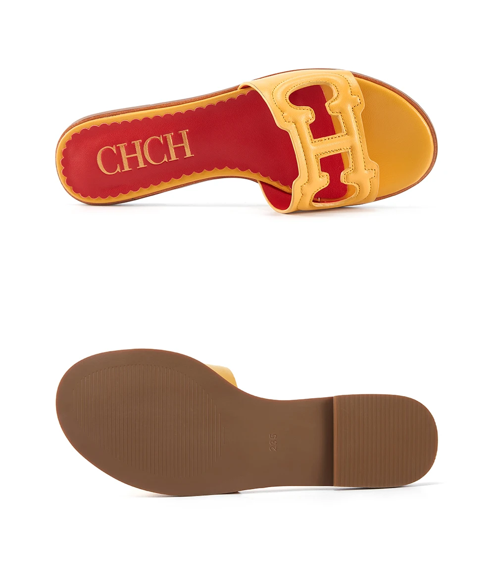 CHCH Women's Slippers 2024 Simple Black Flat Flat Women's Shoes Home Indoor Slippers