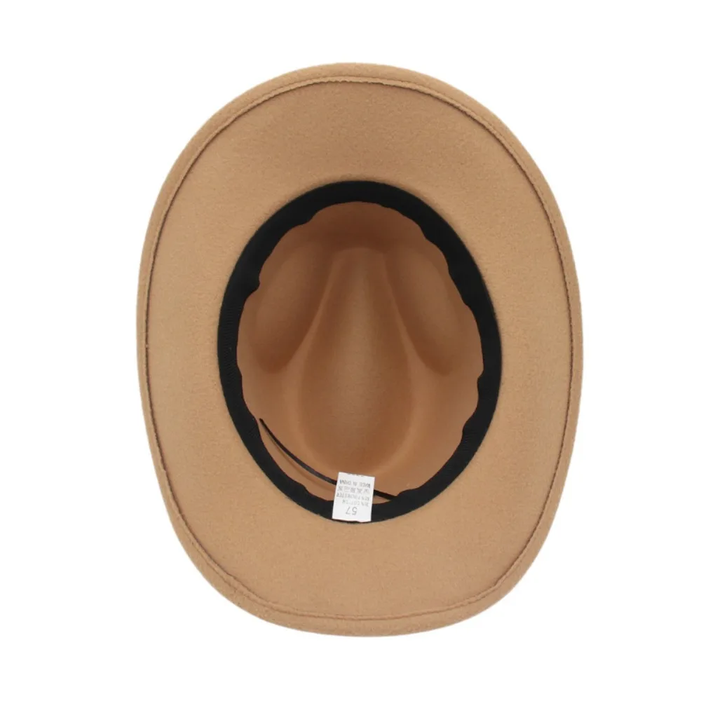 New Felt Western Cowboy Hat Ethnic Style with Cow Band Roll Brim Cowgirl Cap Soft Ox Head Accessories Tibetan Style Top Hat Men