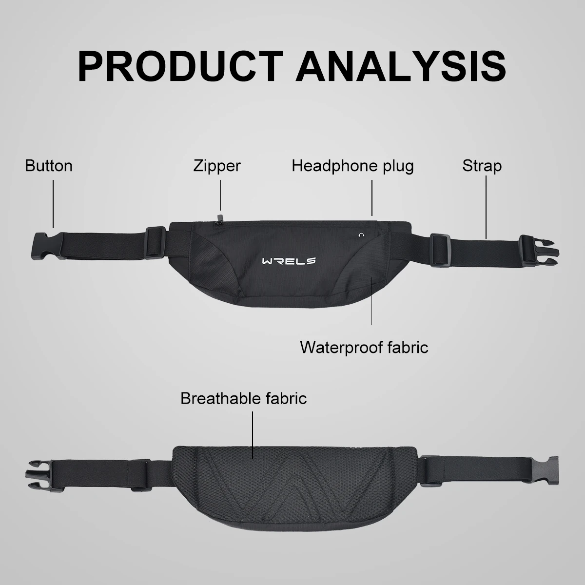 WRELS Waist Bag Outdoor Running Cycling Bag Waterproof Sports Fanny Pack Mobile Phone Case Gym Jogging Run Pouch Belt Bag