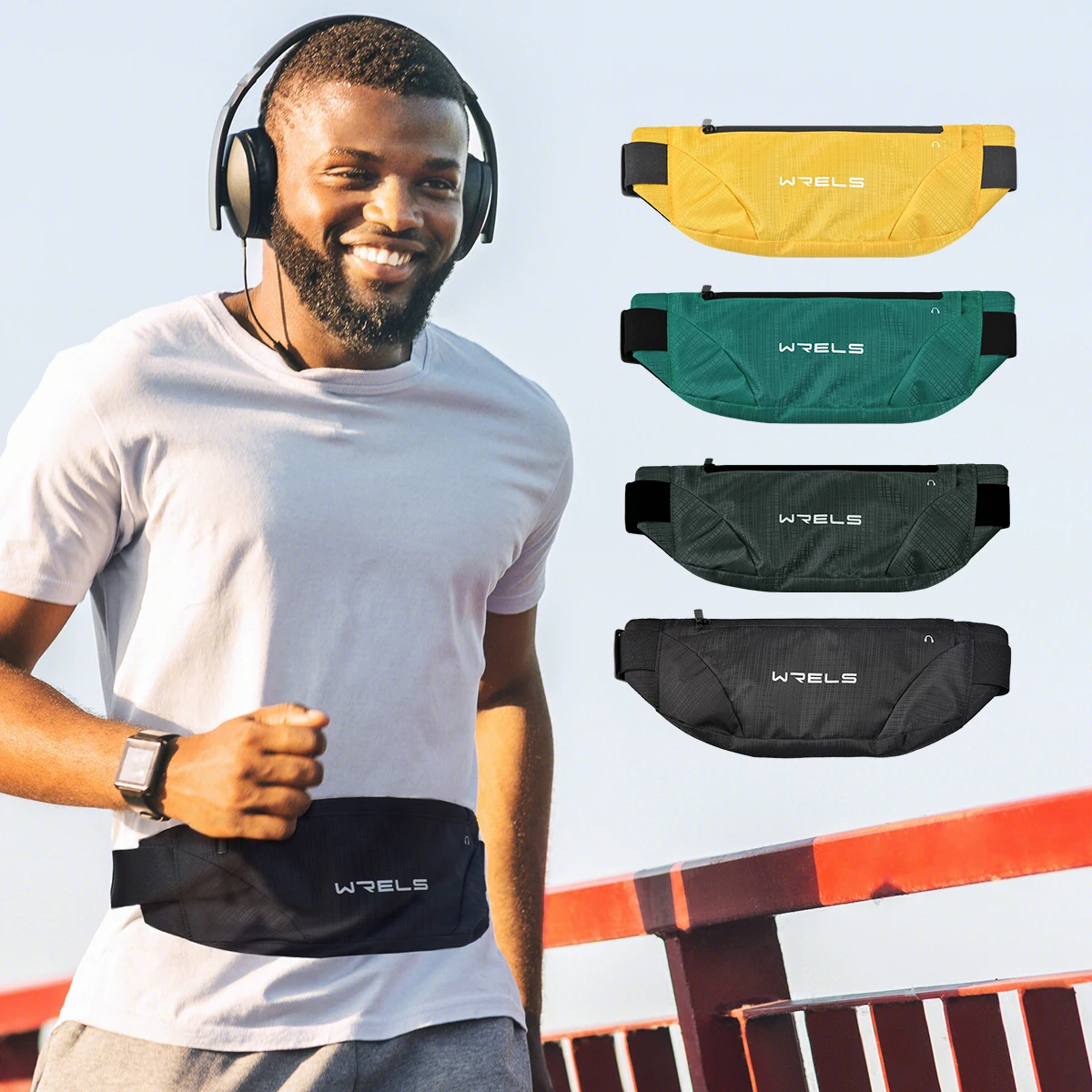 WRELS Waist Bag Outdoor Running Cycling Bag Waterproof Sports Fanny Pack Mobile Phone Case Gym Jogging Run Pouch Belt Bag