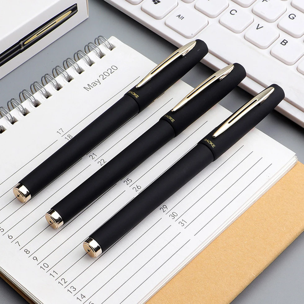 Baoke 0.5/0.7/1.0mm Large Capacity Signature Set Antibacterial Pen Black Carbon Office Neutral Roller Ball Pen Business Refill