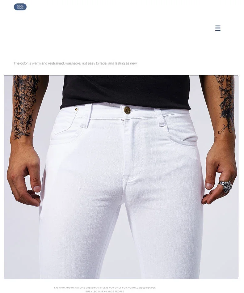 Men's White Casual Jeans New Denim Pants Comfortable Fashion Stretch Slim Fit Straight Trousers Male Clothing Streetwear