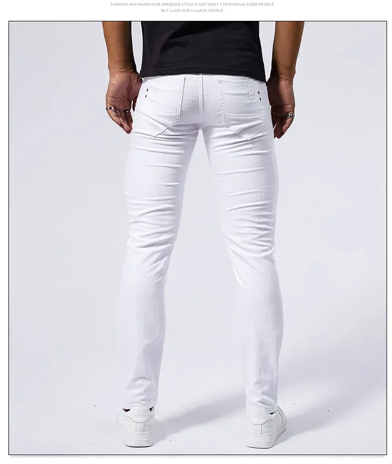Men's White Casual Jeans New Denim Pants Comfortable Fashion Stretch Slim Fit Straight Trousers Male Clothing Streetwear