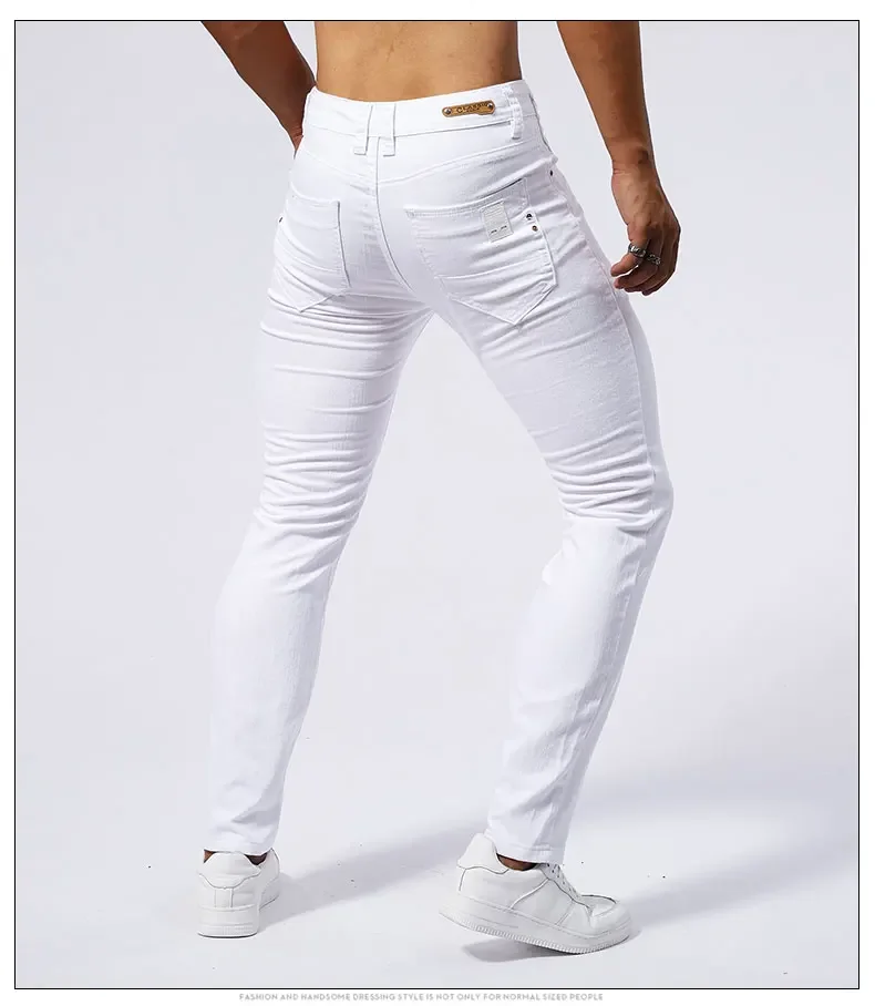 Men's White Casual Jeans New Denim Pants Comfortable Fashion Stretch Slim Fit Straight Trousers Male Clothing Streetwear