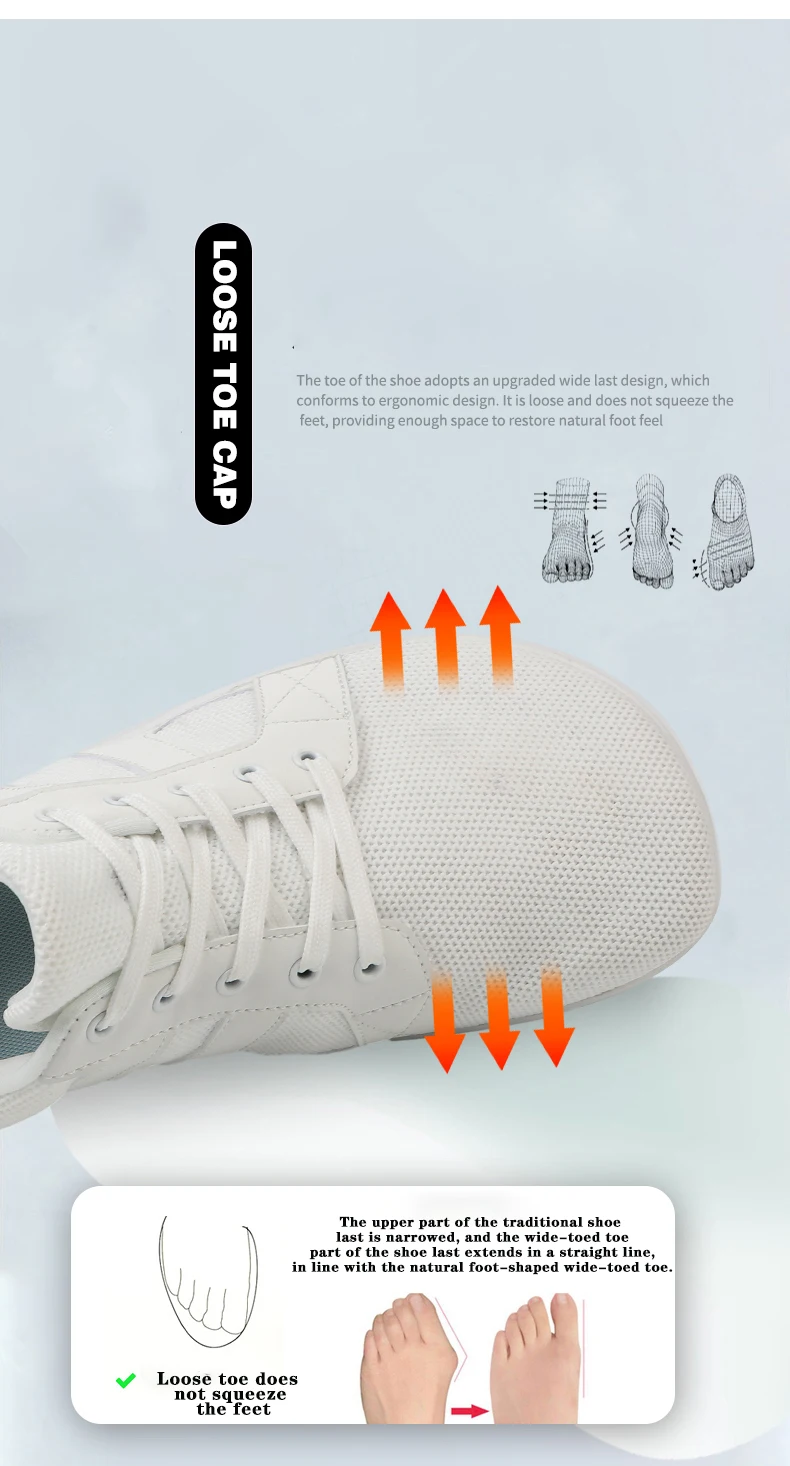 Wide-toed Shoes Men's Fashion Simple Casual Sports Shoes Barefoot Shoes Women's Jogging Shoes Walking Shoes
