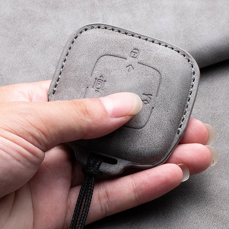 Leather 4 Buttons Car Remote Key Case Cover for Zeekr 001 X 2021 2022 2023 for ZEEKR 001 009 Full Protector Fob Keychain