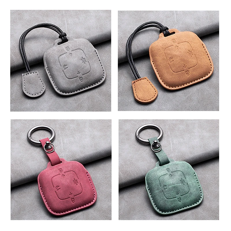 Leather 4 Buttons Car Remote Key Case Cover for Zeekr 001 X 2021 2022 2023 for ZEEKR 001 009 Full Protector Fob Keychain