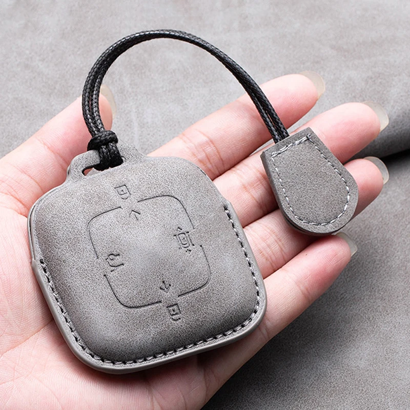 Leather 4 Buttons Car Remote Key Case Cover for Zeekr 001 X 2021 2022 2023 for ZEEKR 001 009 Full Protector Fob Keychain