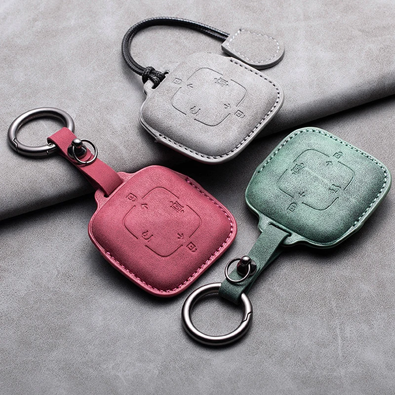 Leather 4 Buttons Car Remote Key Case Cover for Zeekr 001 X 2021 2022 2023 for ZEEKR 001 009 Full Protector Fob Keychain