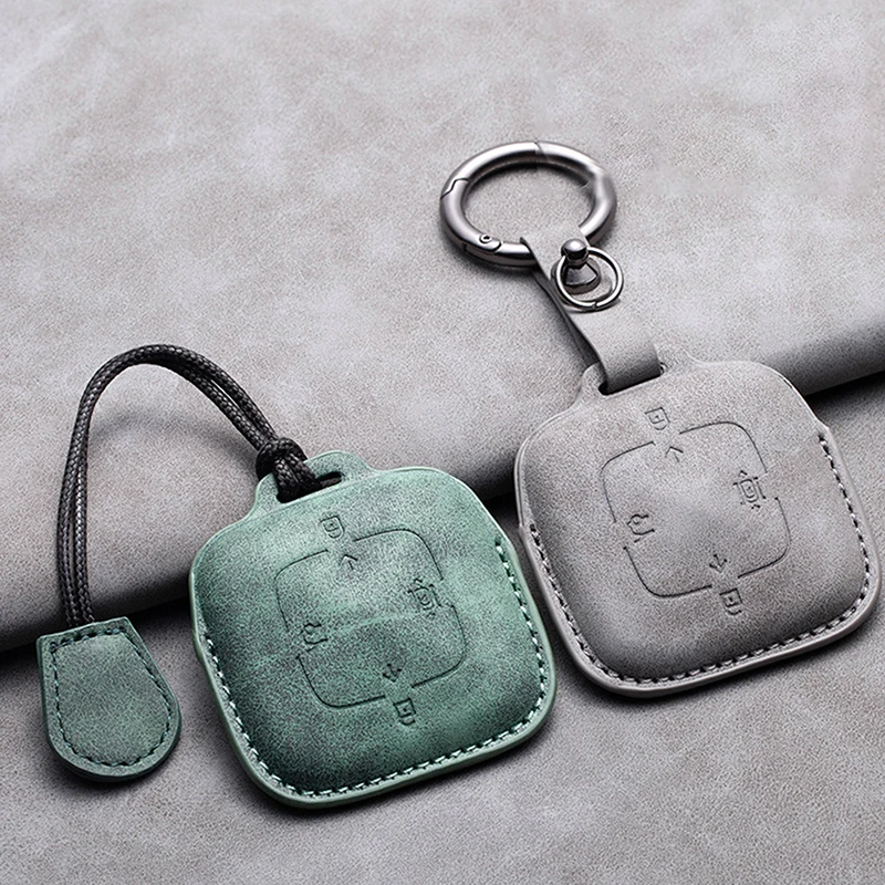 Leather 4 Buttons Car Remote Key Case Cover for Zeekr 001 X 2021 2022 2023 for ZEEKR 001 009 Full Protector Fob Keychain