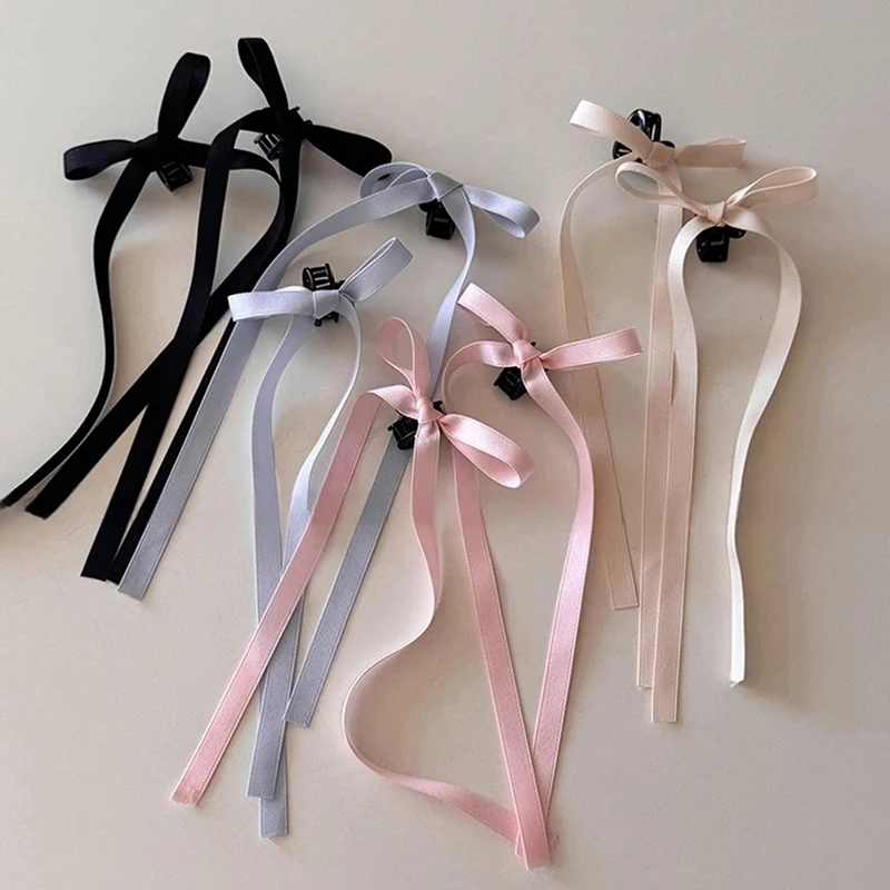2pcs 2024 New Cute Ribbon Bow Headband Women's Hair Accessories Girls Party Headwear Hairpins Side Clips