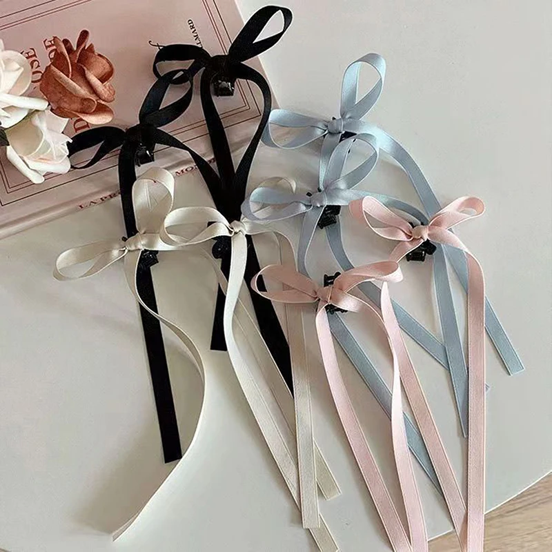2pcs 2024 New Cute Ribbon Bow Headband Women's Hair Accessories Girls Party Headwear Hairpins Side Clips