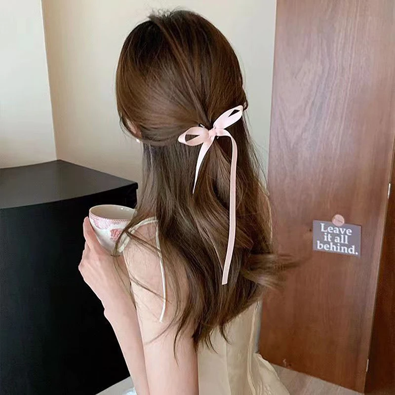 2pcs 2024 New Cute Ribbon Bow Headband Women's Hair Accessories Girls Party Headwear Hairpins Side Clips