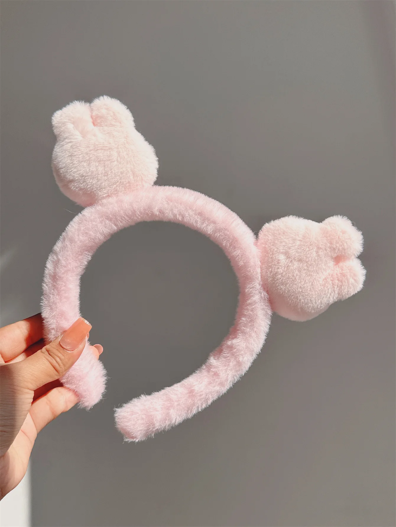 Cute Wool Rabbit Head Headband for Women Ladies Head Wears Princess Girls Lovely Bunny Head Hoop