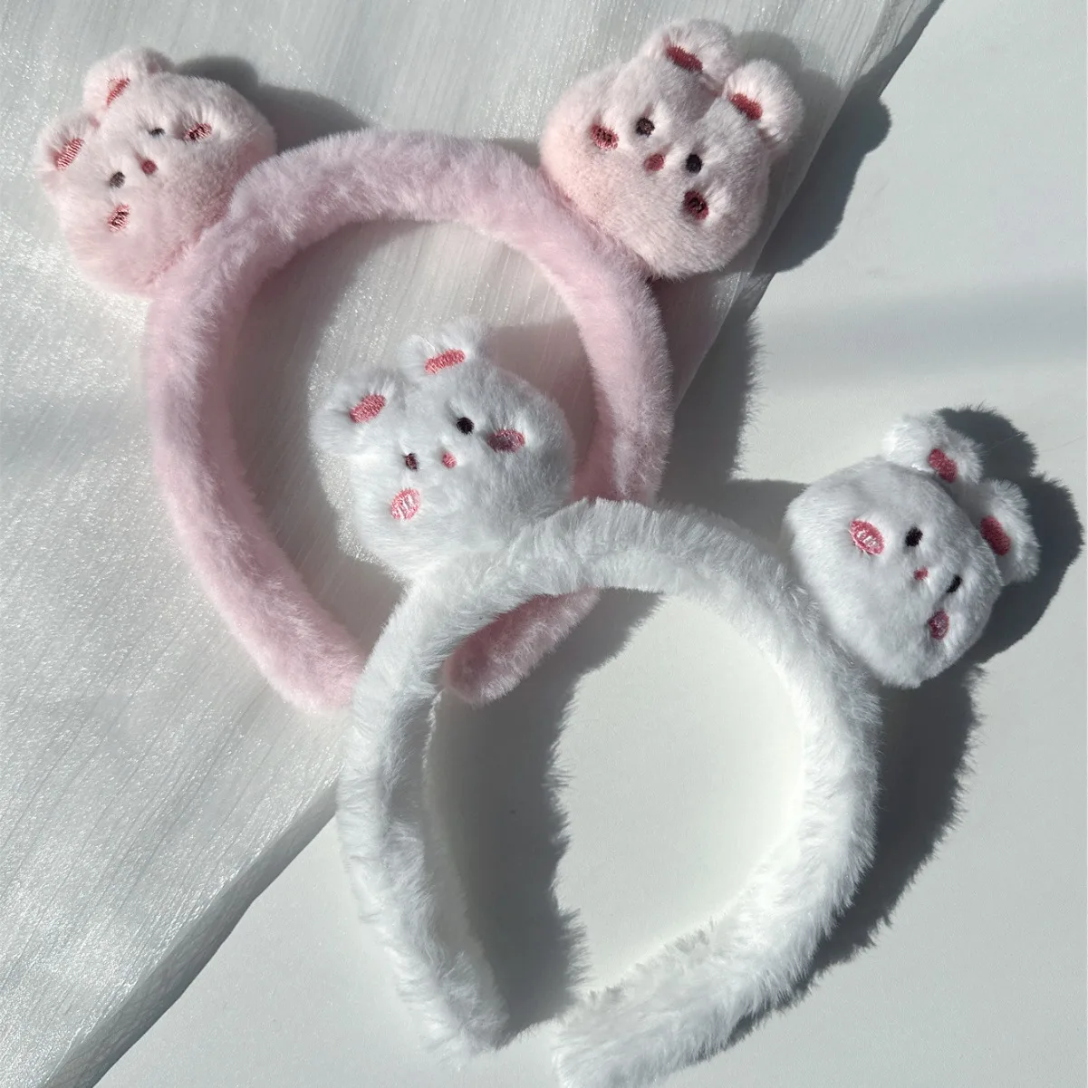 Cute Wool Rabbit Head Headband for Women Ladies Head Wears Princess Girls Lovely Bunny Head Hoop